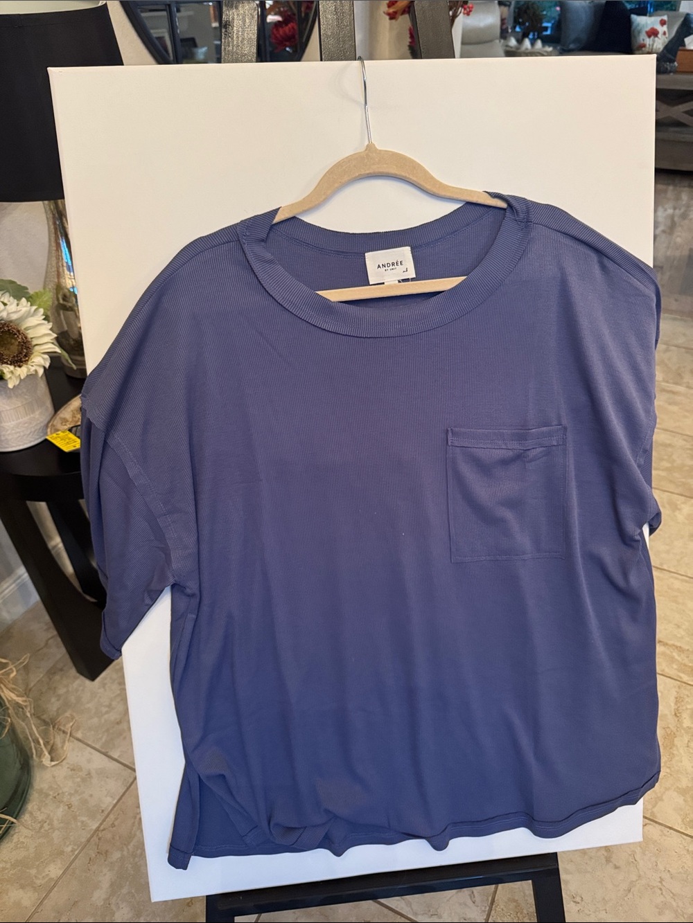 Andree by Unit-Womens Pocket Crew Neck T-Shirt in Slate Blue